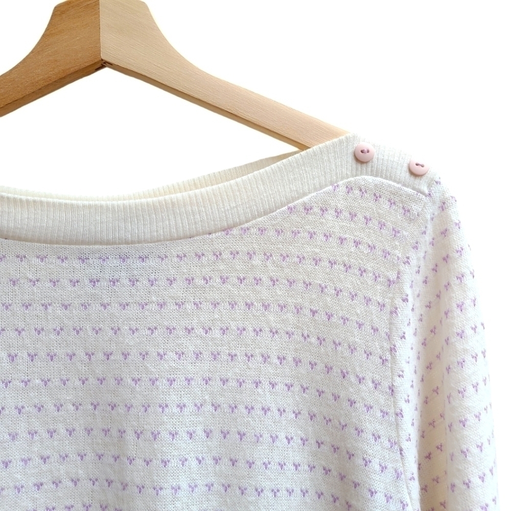 Vintage Style Up Light-weight Knit Sweater with Shoulder Button Detail, Size Med - Picture 2 of 8